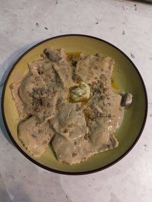 Pumpkin ravioli at Stem & Glory in Cambridge