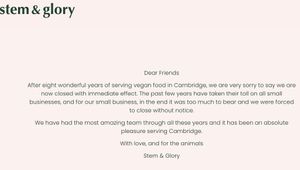 Sorry to see Stem & Glory (chain) close :-( at Stem & Glory in Cambridge