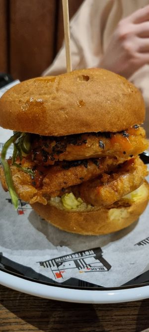 Gochugang seitan and kimchi burger at Bloc Bar Glasgow in Glasgow