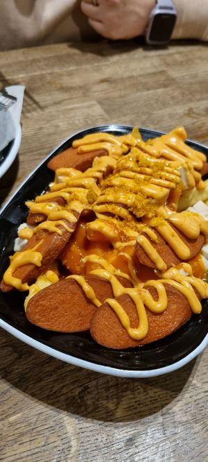 Hotdog poutine at Bloc Bar Glasgow in Glasgow