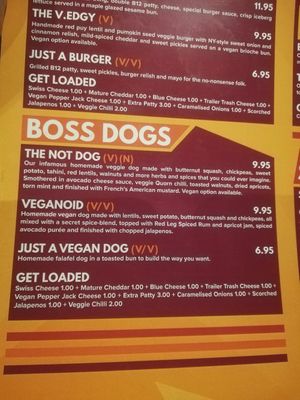 Vegan veggie menu at Bloc Bar Glasgow in Glasgow