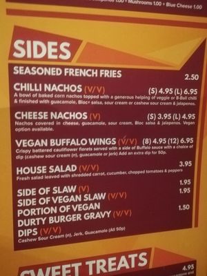 Vegan veggie menu at Bloc Bar Glasgow in Glasgow