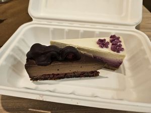 Chocolate with sour cherries and Cream with blackcurrant at Slunce in Ceske Budejovice