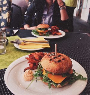Beyond meat burger at Slunce in Ceske Budejovice