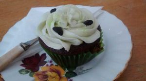Chocolate and mint cupcake at Hidden Lane Tea Room in Glasgow