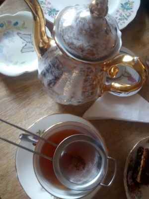 Pot of  tea at Hidden Lane Tea Room in Glasgow