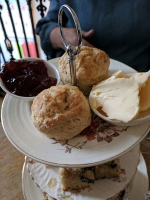 scones with butter and jam at Hidden Lane Tea Room in Glasgow