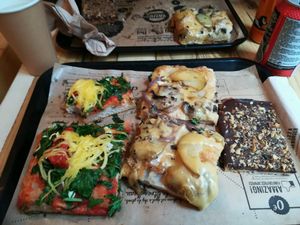 Vincenzo and montagnarde pizzas and a wonderful desert for chocolate addicts :)  at Hank Vegan Pizza in Paris