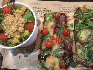 Pizza and Salad. at Hank Vegan Pizza in Paris