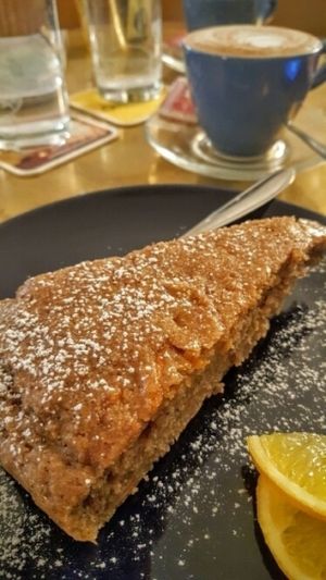 Vegan carrot cake at Hokuspokus in Innsbruck