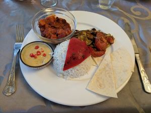 Vegan chilli at Le Cheval Blanc  in Saint-antonin-noble-val