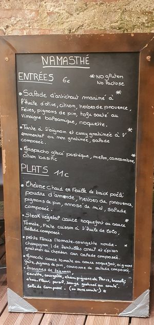 Menu September 14th 2021 at Namasthe in Montauban