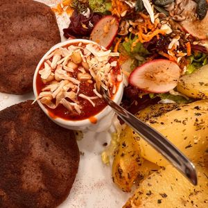 Vegan burger with sauce and trimmings.  at Namasthe in Montauban