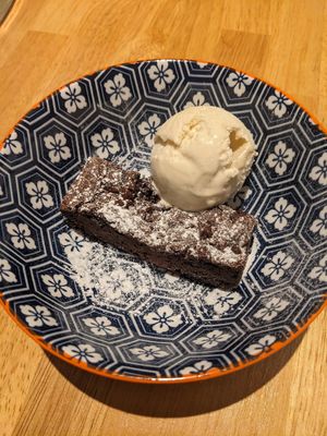 Vegan brownie at Acton & Sons in Belfast