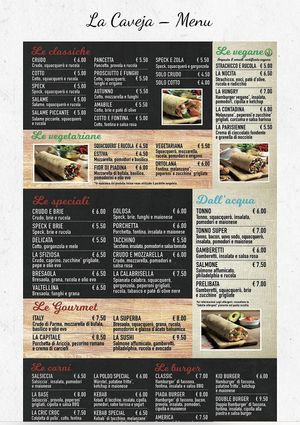 Vegan options on the menu  at La Caveja in Trieste