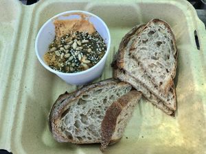 Sweet Potato Hummus with Bread at Julie's Coffee and Tea Garden in Alameda
