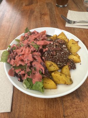 Plum potato grain bowl  at Julie's Coffee and Tea Garden in Alameda