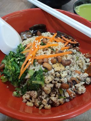 Lei Cha noodle with mushroom at FIREFLY 萤火虫 by Thunder Tree in Central Singapore