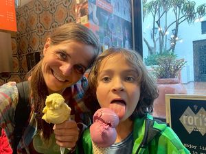 Passionfruit (my fave) and Tropical Wildberry (my son's favorite) are always the two vegan options.  at Rori's Creamery in Santa Barbara
