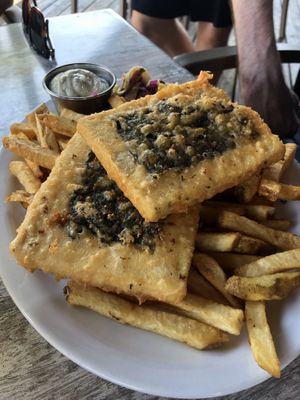 Vegan not cod  at Fish on Fifth in Sidney