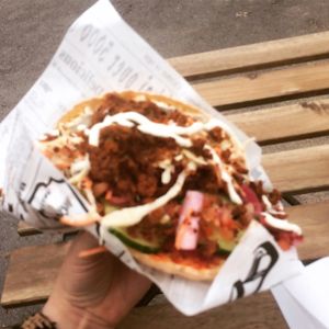 I enjoyed this pita so much I couldn't even focus.  at Jänö in Helsinki