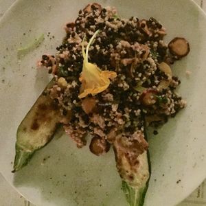 Millet with mushrooms and zucchini  at Freta 33 in Warsaw