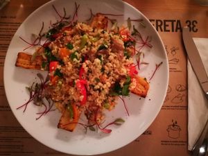 Main course: millet: eko mushrooms, roasted zucchini 
 at Freta 33 in Warsaw