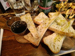 Selection of Italian bread (with tapenade and olive oil/balsamic) at Coppi in Belfast