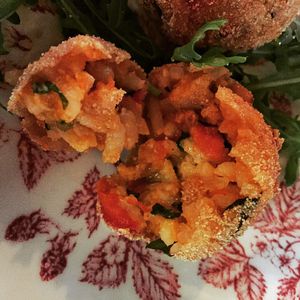 Vegan arancini balls at Coppi in Belfast