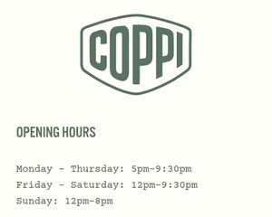 Opening hours at Coppi in Belfast