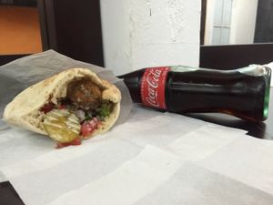 Falafel with coke at Sombrero Falafel in Cozumel