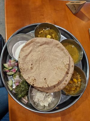 Vegan plate with the roti at Thali in Reno
