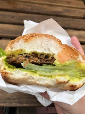 Vegan cheese burger  at Hood - Konyushennaya in St Petersburg