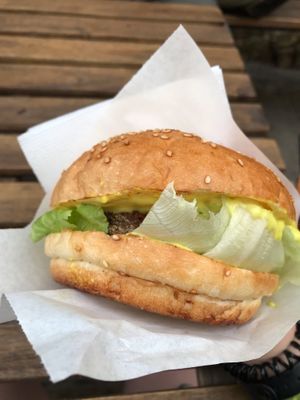 Vegan cheeseburger  at Hood - Konyushennaya in St Petersburg