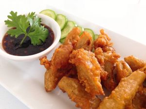 Deep fried chicken (meat substitute kinds of food) at My Home Cafe & Vegetarian in Chiang Mai