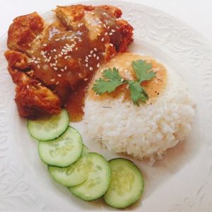 Rice with Roasted duck (mock meat) at My Home Cafe & Vegetarian in Chiang Mai