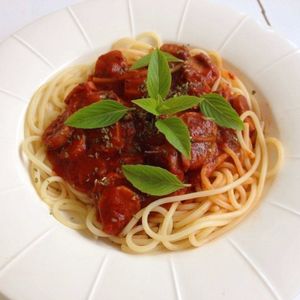 Spaghetti with tomato sauce at My Home Cafe & Vegetarian in Chiang Mai