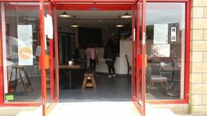 outside at Riverside Sourdough Cafe @ the embassy in Cardiff