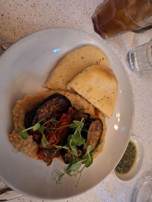 Vegan plate with walnuts and dressing on the side at Brother Hubbard - North in Dublin