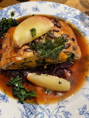 Wellington with squash and kale  at The Perch in Oxford