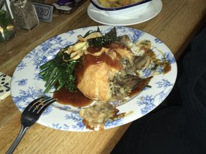 Mushroom, leek & tarragon suet pudding at The Perch in Oxford
