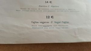 Menu at Las Mañanitas  in Potes