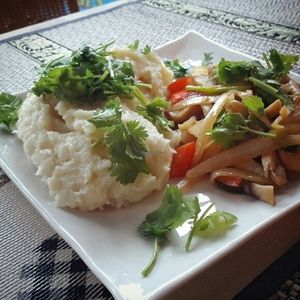mashed potato with mushroons is love   at D.D Samui Vegan Restaurant in Koh Samui
