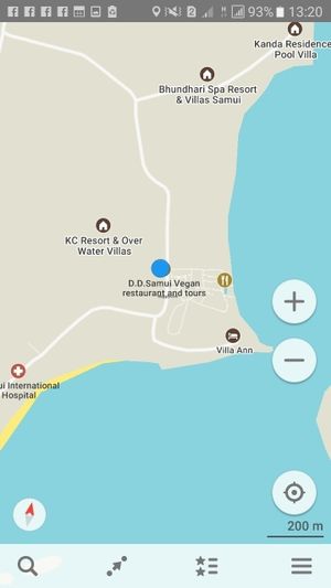 location in maps.me at D.D Samui Vegan Restaurant in Koh Samui
