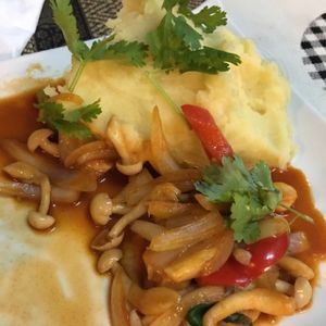 Mashed potatoes w mushrooms  at D.D Samui Vegan Restaurant in Koh Samui