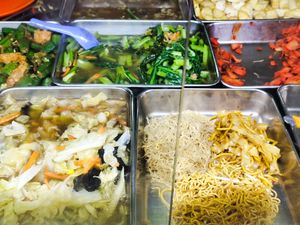 Early morning dishes at Yu Hui Vegetarian Stall  in Central Singapore