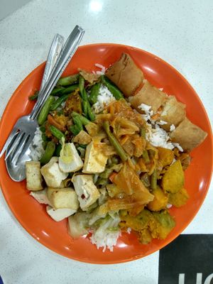 Curry rice and sides at Yu Hui Vegetarian Stall  in Central Singapore