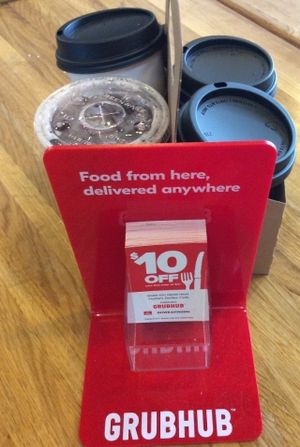 Grubhub delivery including hot and cold beverages at Hettie's Delites in Rochester