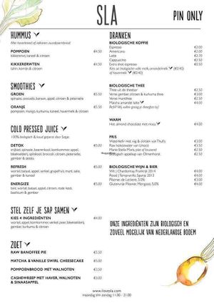 Menu Fall 2016 at SLA - Utrechtsestraat in Amsterdam