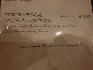 Menu: vegan cake at Desenzanino in Desenzano Del Garda